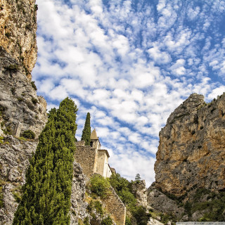 Castle cliff sky clouds trees 2 - free landscape wallpaper for tablet