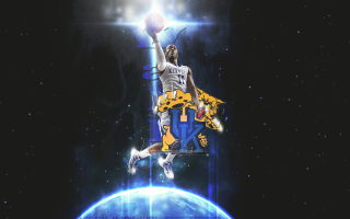 Basketball player jumping air basketball - his hand and a basketball free wallpaper