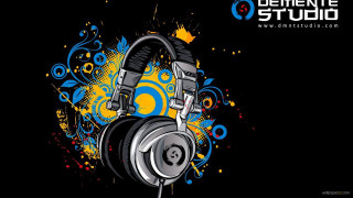 Headphones paint black background yellow - a yellow star free wallpaper for desktop