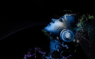 Psychedelic astronaut aurora starry sky - headphone free wallpaper