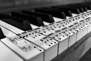 Piano musical notes black white 2 - a piano free wallpaper