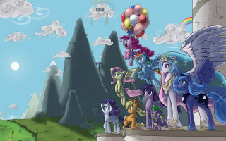 Ponies balloons mountain ledge group - david teniers iii free wallpaper