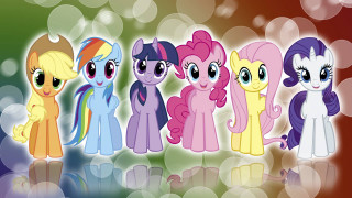 Little ponies row colorful background - little pony free wallpaper
