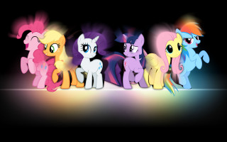 Little ponies black background rainbow 4 - little pony free wallpaper
