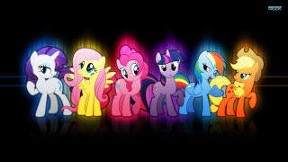 Little ponies row black background - little pony free wallpaper