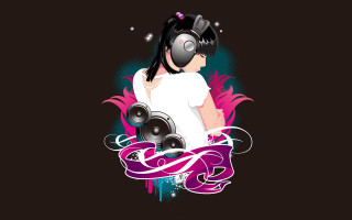 Girl headphones banner design image - artist free wallpaper for desktop