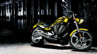 Yellow motorcycle dark room cage - airbrush free wallpaper