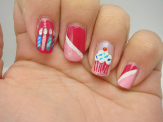 Pink blue manicure cupcake candy - pastel free wallpaper