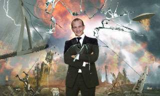 Man suit tie bridge city - debris free wallpaper