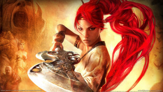 Woman red hair sword demon - red hair holding free wallpaper