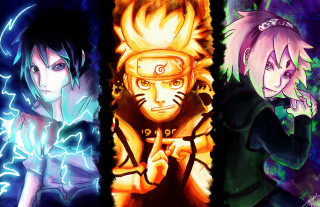 Anime characters different colored hair - three anime character free wallpaper for desktop