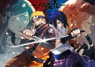 Anime characters swords background naruto - two anime characters holding sword free wallpaper