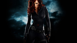 Black widow suit moon clouds - a full moon free wallpaper