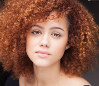 Red curly hair serious woman - alexis simon belle free wallpaper for tablet