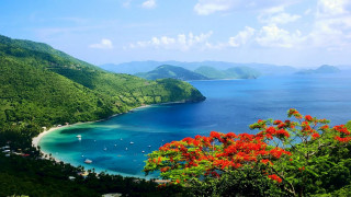 Tropical island beach lagoon ocean - a tropical island free wallpaper