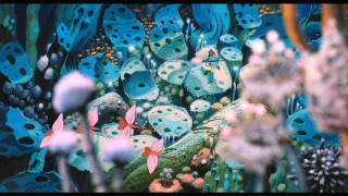 Blue white flowers butterfly glowing - cliff childs free wallpaper