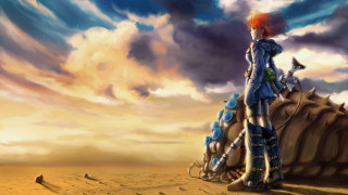 Woman desert giant rock sky - cedric seaut keos masons free wallpaper