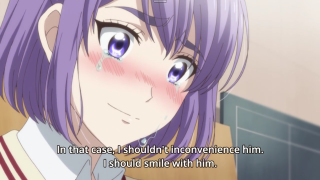 Girl purple hair quote on - short smile free wallpaper