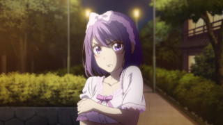 Purple hair girl street night - a street free wallpaper