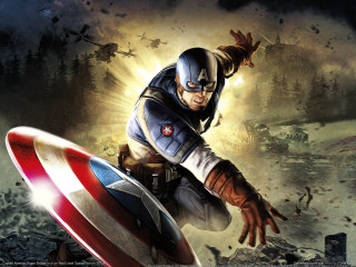 Captain america flying arms outstretched - his hands out free wallpaper