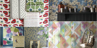 Collage wallpapers chair fireplace shelf - movement free wallpaper