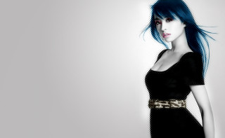 Blue hair black dress gothic - a black belt free wallpaper