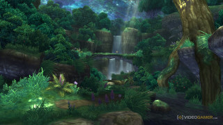 Waterfall forest painting background foreground - league of legends concept art free wallpaper for desktop