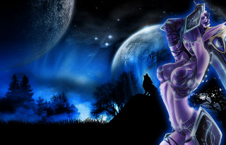 Woman purple sword full moon - a full moon sky free wallpaper