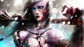 Woman blooded knife bird snowy - a snowy background free wallpaper