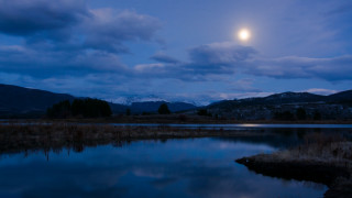 Full moon lake night mountains - a full moon free wallpaper for desktop