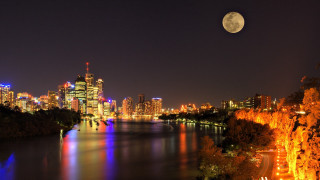 City skyline night full moon 2 - full moon free wallpaper for desktop
