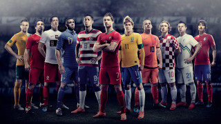 Soccer players line stadium flag - a group of soccer players free wallpaper