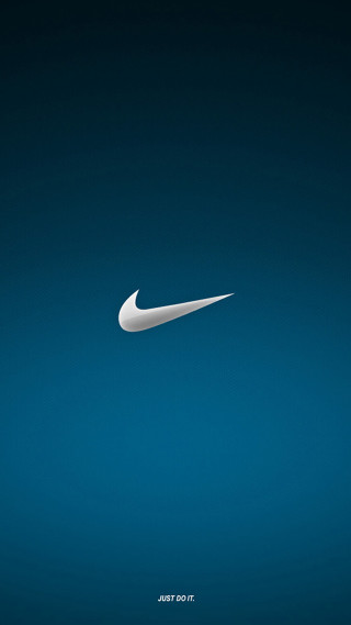 White nike logo blue background - free minimalism wallpaper for mobile