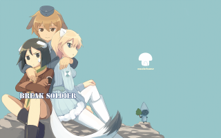 Anime couple sitting rock break - official art free wallpaper for desktop