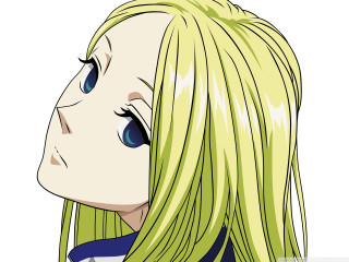 Cartoon girl blonde hair blue 3 - the side with free wallpaper