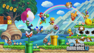 Mario game characters rainbow background - mario free wallpaper
