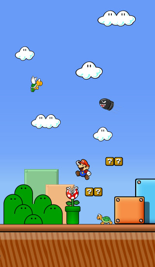 Mario running sky clouds game - free gaming wallpaper for mobile