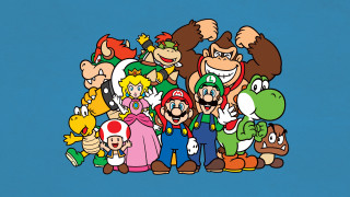 Nintendo characters group blue background - diego gisbert llorens free wallpaper for desktop