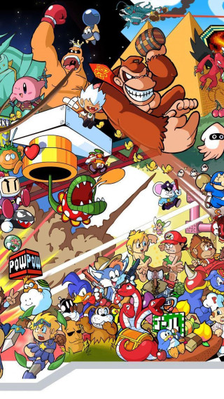 Cartoon characters sky background clouds - 2 d game art free wallpaper for mobile