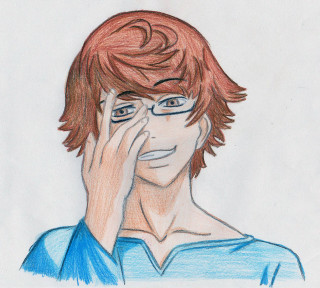 Man glasses hand face drawing - glass free wallpaper for tablet