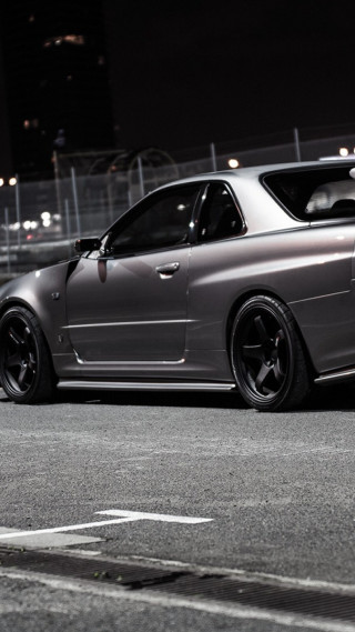 Silver car parked road night - free cars wallpaper for mobile