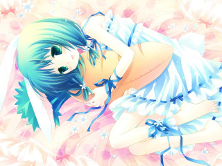 Blue hair blue dress flower - a bed of flowers free wallpaper