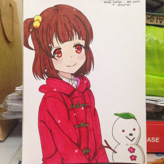 Girl snowman drawing winter fun - temporary art free wallpaper