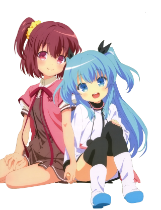 Anime girls sitting ground back - their back free wallpaper for mobile