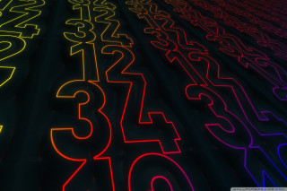 Neon numbers black background red - number free wallpaper