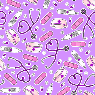 Purple medical pattern stethoscope heart - free aesthetic wallpaper for tablet