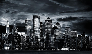 City skyline dark sky clouds 3 - a dark sky free wallpaper