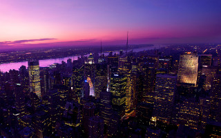 City skyline night purple sky 12 - a purple sky free wallpaper for desktop