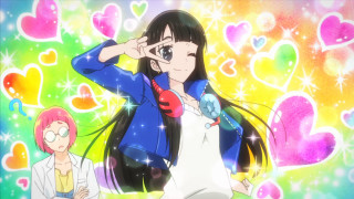 Girl blue jacket rainbow hearts - heart free wallpaper