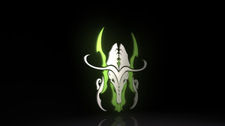 Green white animal skull reflection - the dark room free wallpaper
